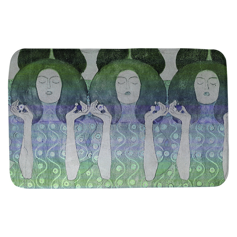 Tapis de bain antidérapant rectangulaire guenevere, l 21 po x L 34 po, Vert/bleu
