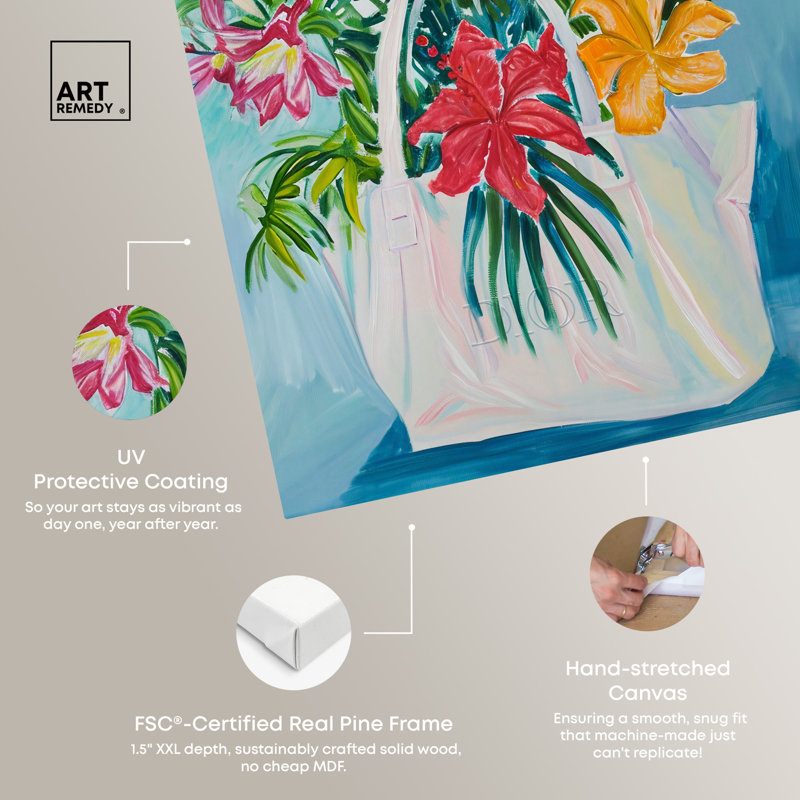 Tropical Flower Bag Gallery Wrapped Canvas Art Print, 16" x 24"