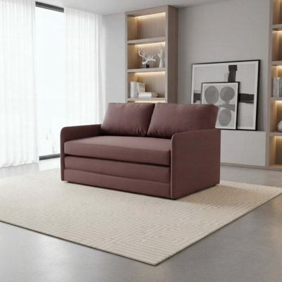 Contemporary Fabric Loveseat Sleeper with Sturdy Wood Frame