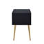 Table de bout rectangulaire avec 2 tiroirs, plateau en bois et pieds en métal noir et doré | Idée de cadeau