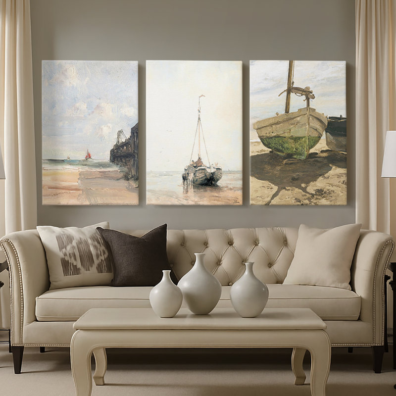 "Vintage Nautical Print", impression sur toile - 3 pièces, H 12 po x l 24 po