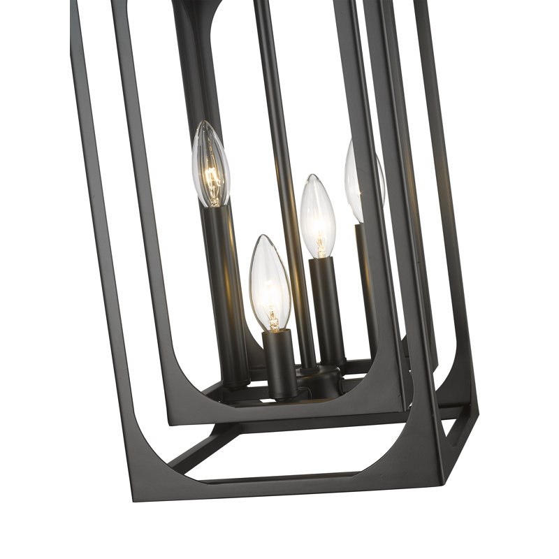 Lustre carré à 4 lumières, Noir mat