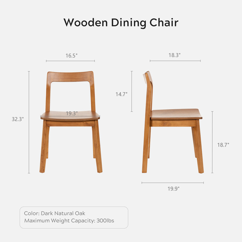 Set Of 2 Wood Dining Chairs, 2, Brown