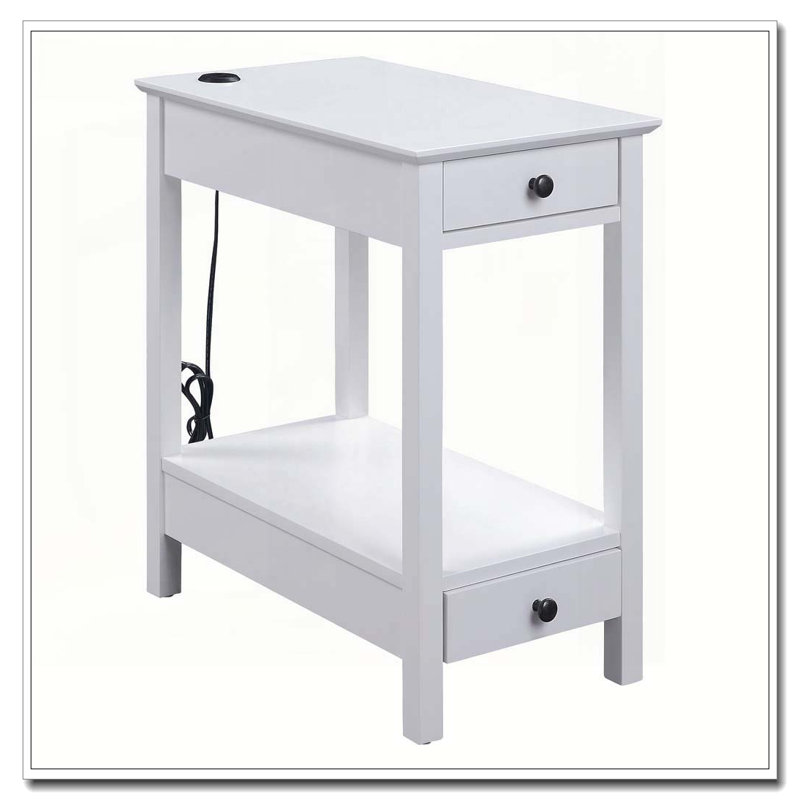 Table d'appoint blanche avec rangement USB