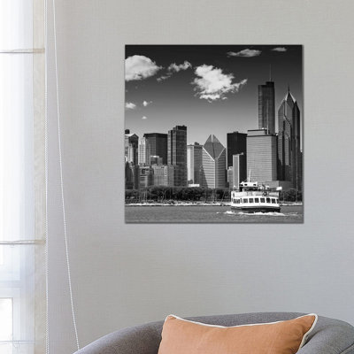 Chicago Skyline | Monochrome by Melanie Viola - Wrapped Canvas Print