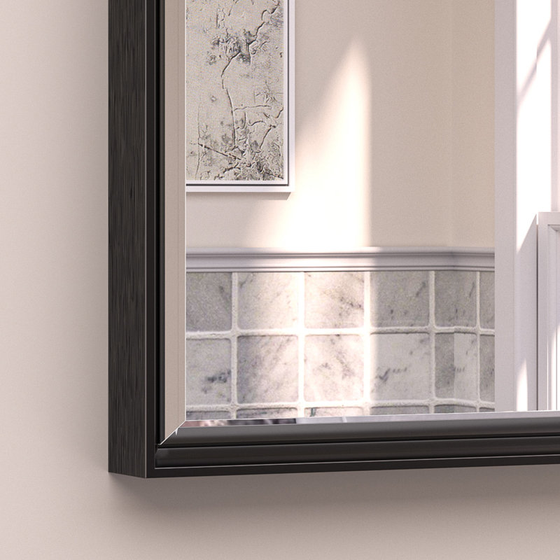 Areiona Beveled Bathroom Accent Vanity Mirror, Black, 30" x 36"