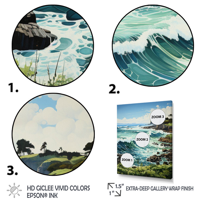 «Alsa Coastalocean Coastal Symphony Pastoral I», reproduction sur toile, H 32 po x l 24 po x P 1 po, Cadre photo blanc