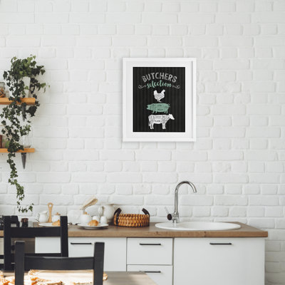 «Butchers» en noir et vert, impression sous verre encadrée