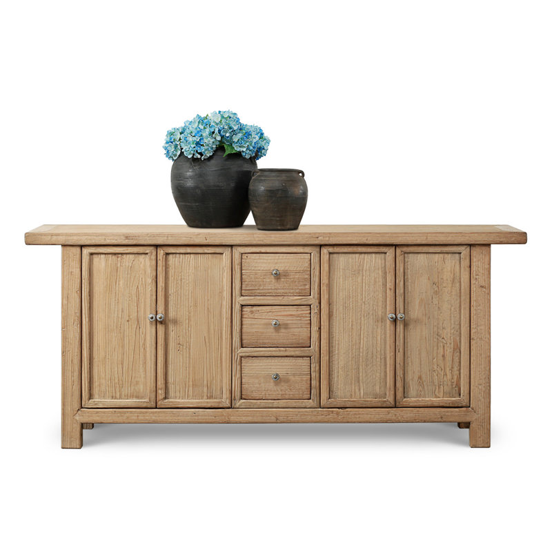 77“ Long Three Drawers Sideboard Weathered Natural