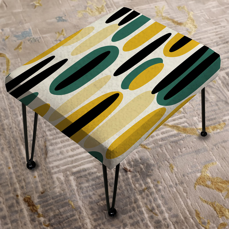 Yellow And Green Striped Oval Pattern - Striped Rectangle Ottoman
