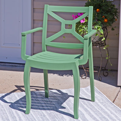 Aonghus Outdoor Plastic Stacking Dining Armchairs