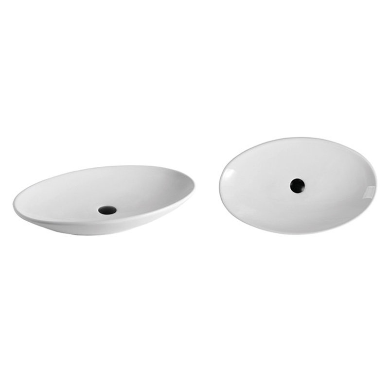 Plato, vasque de comptoir ovale blanc brillant en porcelaine 20 "