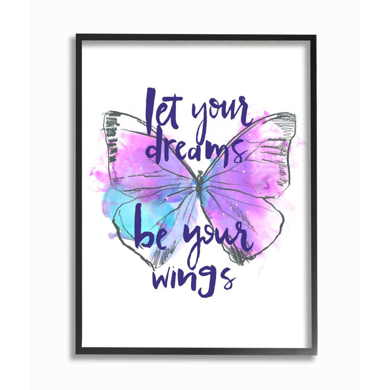 «Dreams Quote», impression inspirée d'un papillon bleu et bleu par Jennifer Paxton Parker, H 30 po x l 24 po