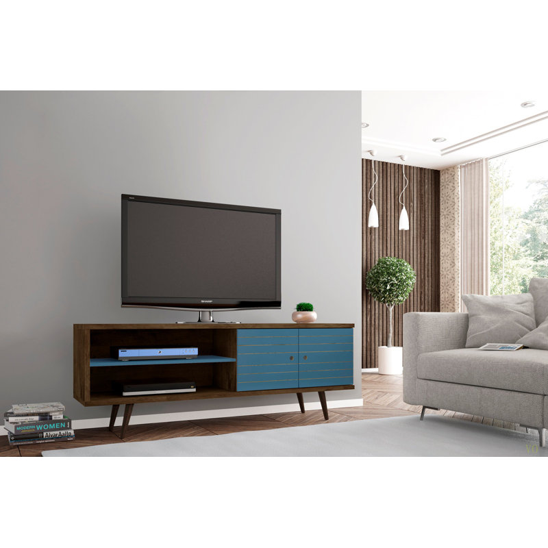 Liberty 63" TV Stand , Durable & Space-Saving Design, Elegant Decor For Living Room & Bedroom, Blue