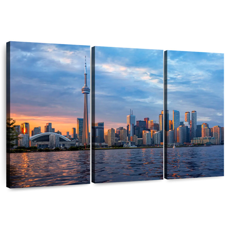 Sebbie Toronto Skyline At Sunset, 28" H x 45" W