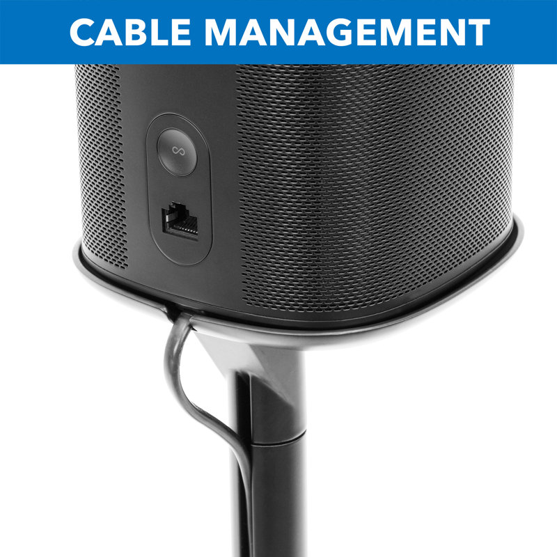 Matte Black Aluminum and Steel Speaker Floor Stand with Cable Management