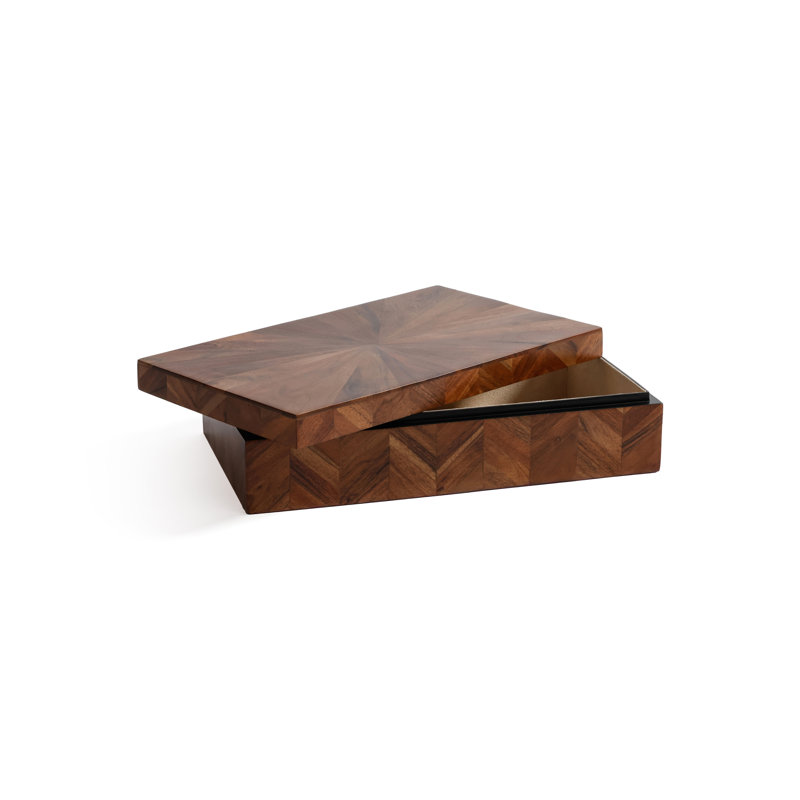 Boîte décorative à chevrons en bois d'acacia, Grand
