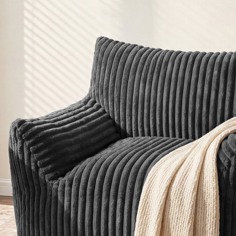 Set of 2 Oversized 46" Corduroy Foam Bean Bag Chair, Gray