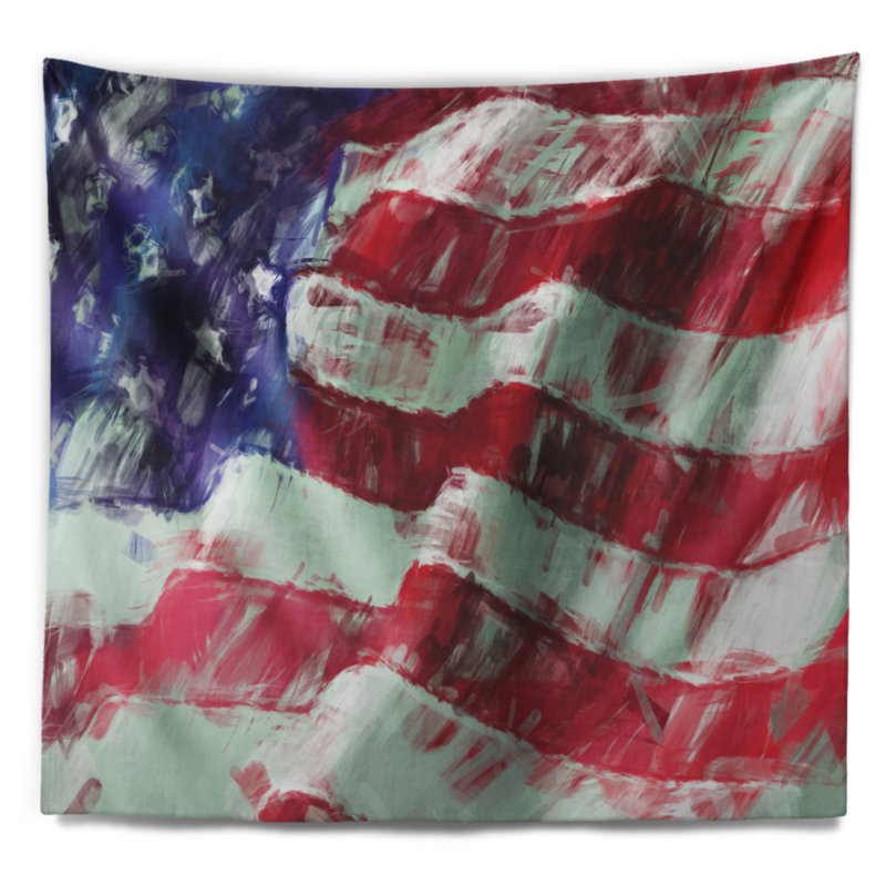 Tapisserie d'art abstrait drapeau usa, H 50 po x l 60 po