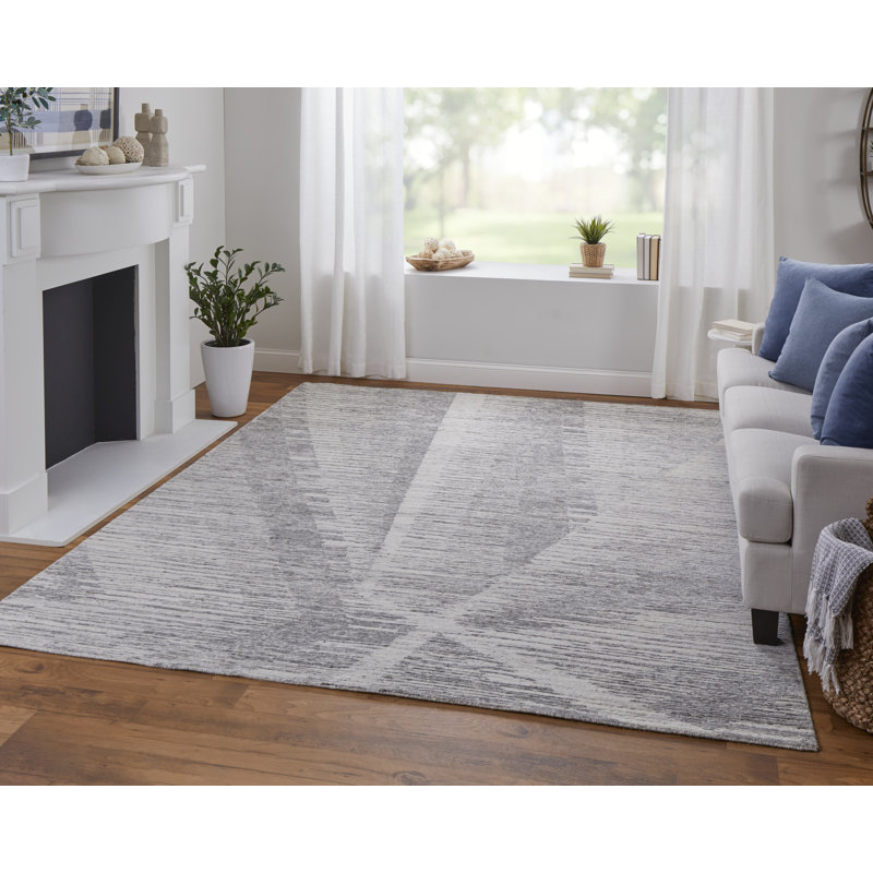 Brighton Handmade Wool Abstract Area Rug, Taupe/Ivory, Rectangle 7'9" x 9'9"