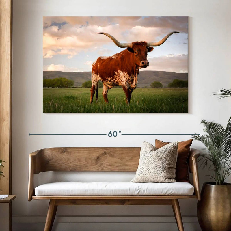 Longhorn brun du Texas, H 34 po x l 51 po
