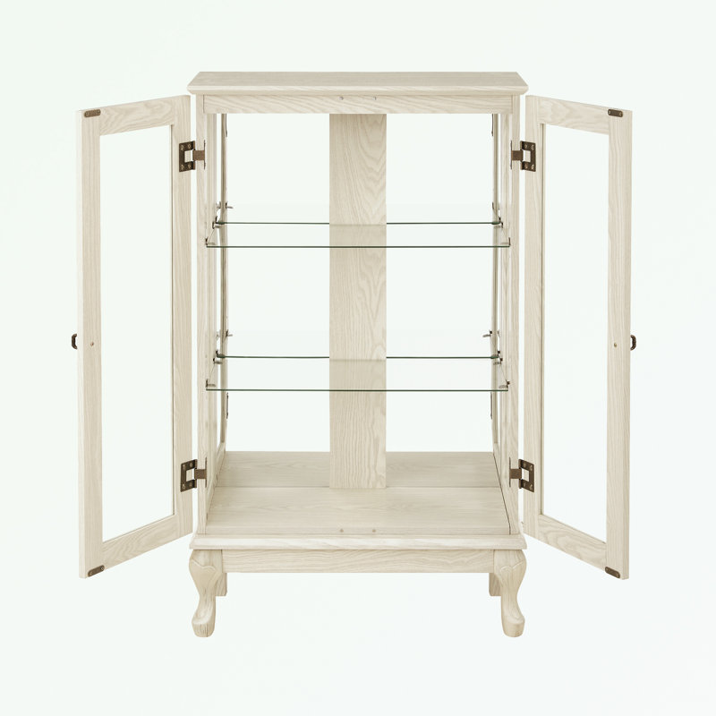 Élégante armoire vitrée avec portes en verre trempé, lumière DEL, panneau arrière en miroir et tablettes réglables - rangement parfait pour la maison et le bureau
