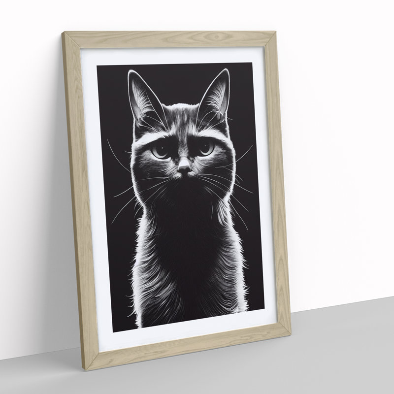 Striking Cat - Framed Print, 46cm H x 34cm W x 2cm D, Oak Framed