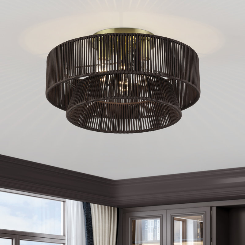 Aurea 4 Light Antique Brass Extra Large Semi-flush
