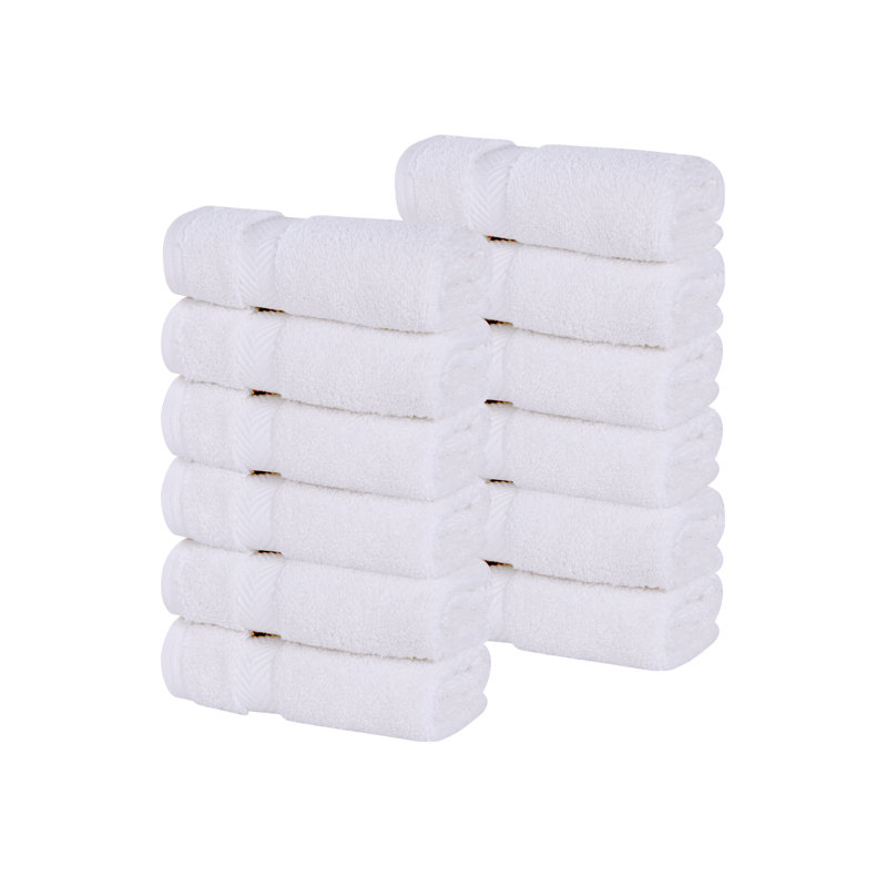 Débarbouillette à absorbant super doux à chevrons Salih Zero Twist, Blanc