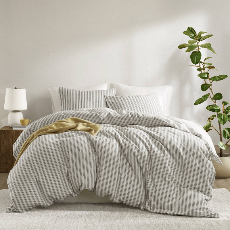 3 PCSSoft Bedding Sets, Gray, Queen Duvet Cover + 2 Standard Shams