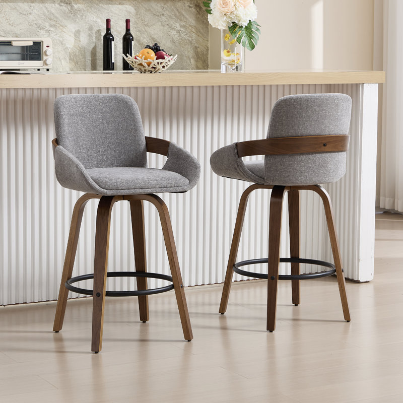 Swivel Bar & Counter Stool Set of 2, Light Gray, 2