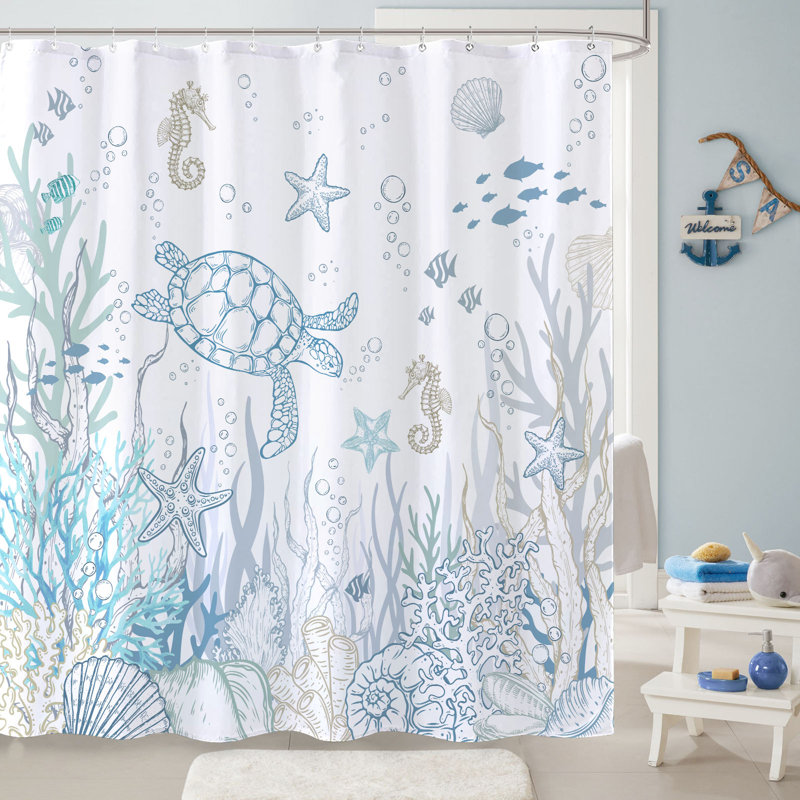 Rideau de douche Nautical Coastal Turtle