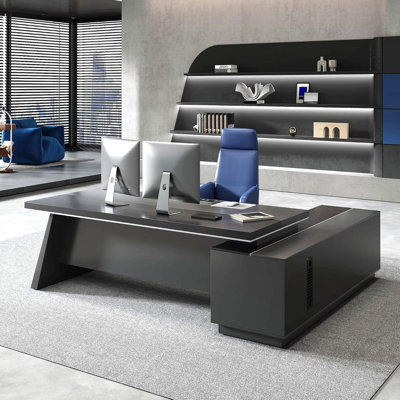 79" L-Shaped Executive Desk – Left Return, Home & Office Desk with Drawers, Enclosed Cabinet, Ventilated CPU Compartment & Built-in Power/USB Ports
