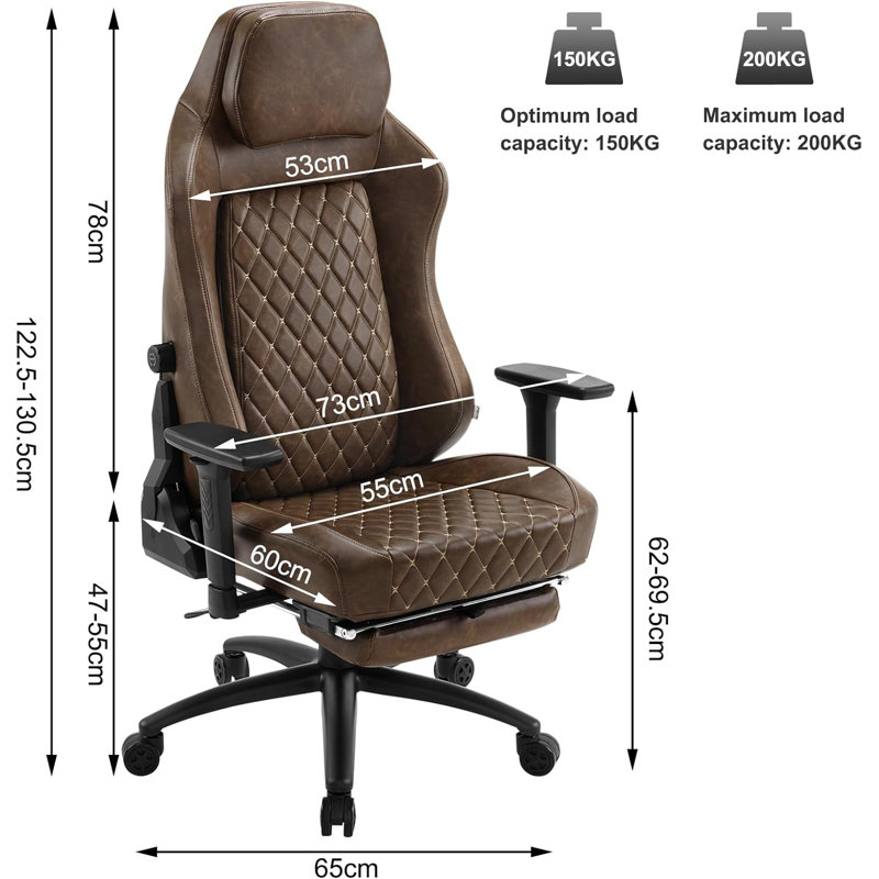 Inbox Zero Adjustable Reclining Ergonomic Swiveling PC & Racing Game Chair, Brown