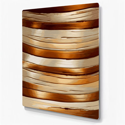 Art mural en métal brun clair DiagonalStripes