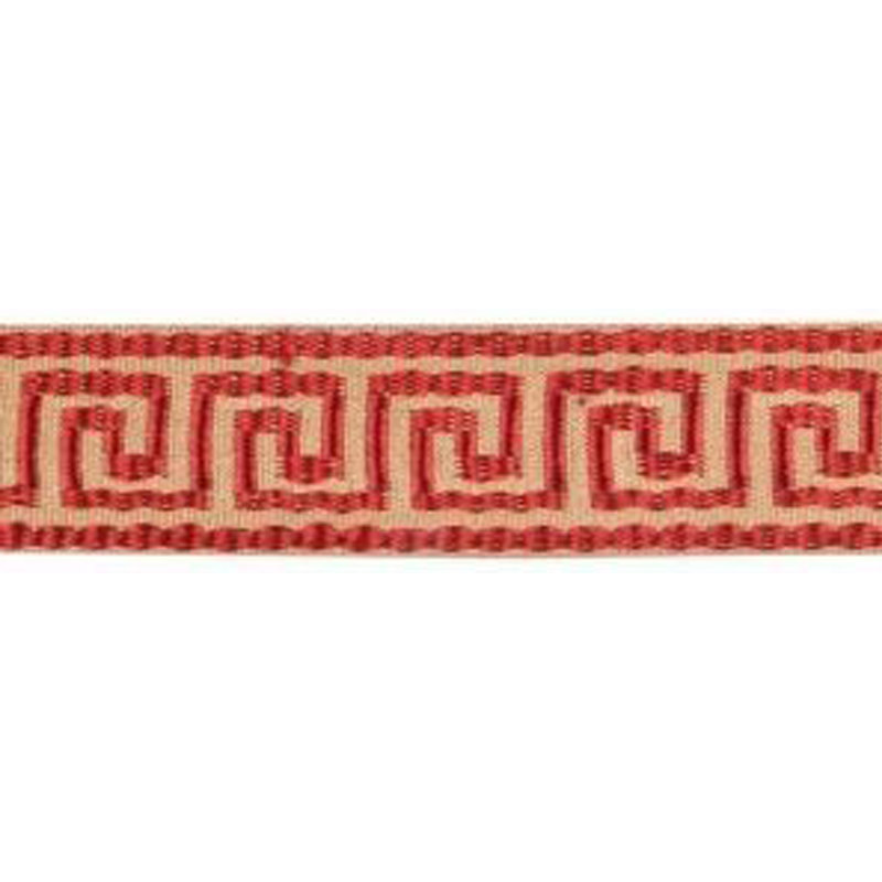 Tissu Jacquard Tapes, Rouge / Beige