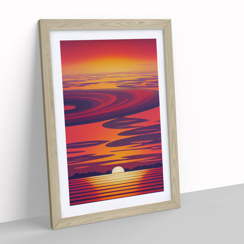 Unreal Sunset View - Wall Art, 66cm H x 48cm W, Oak Framed Paper, White