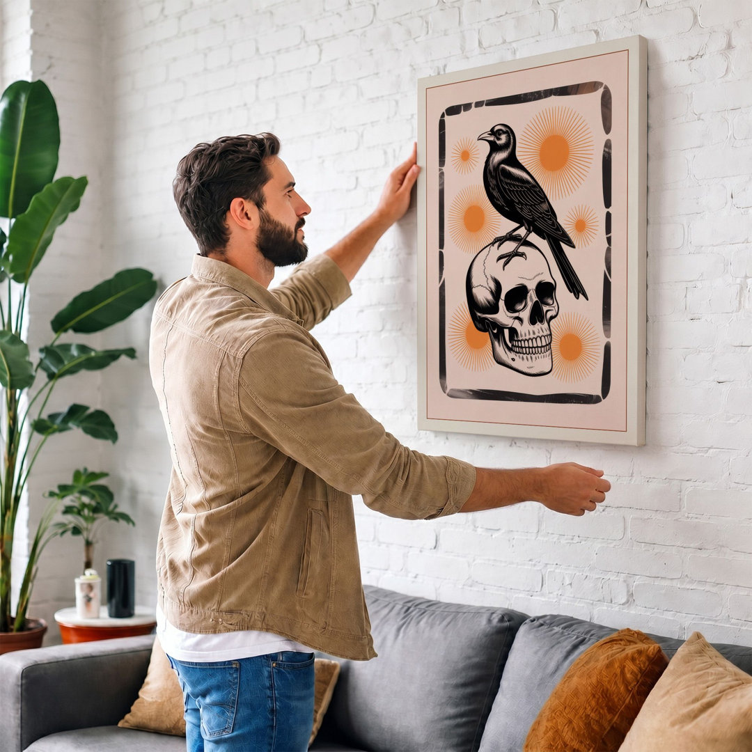 Raven and Skull Modern - Wrapped Canvas