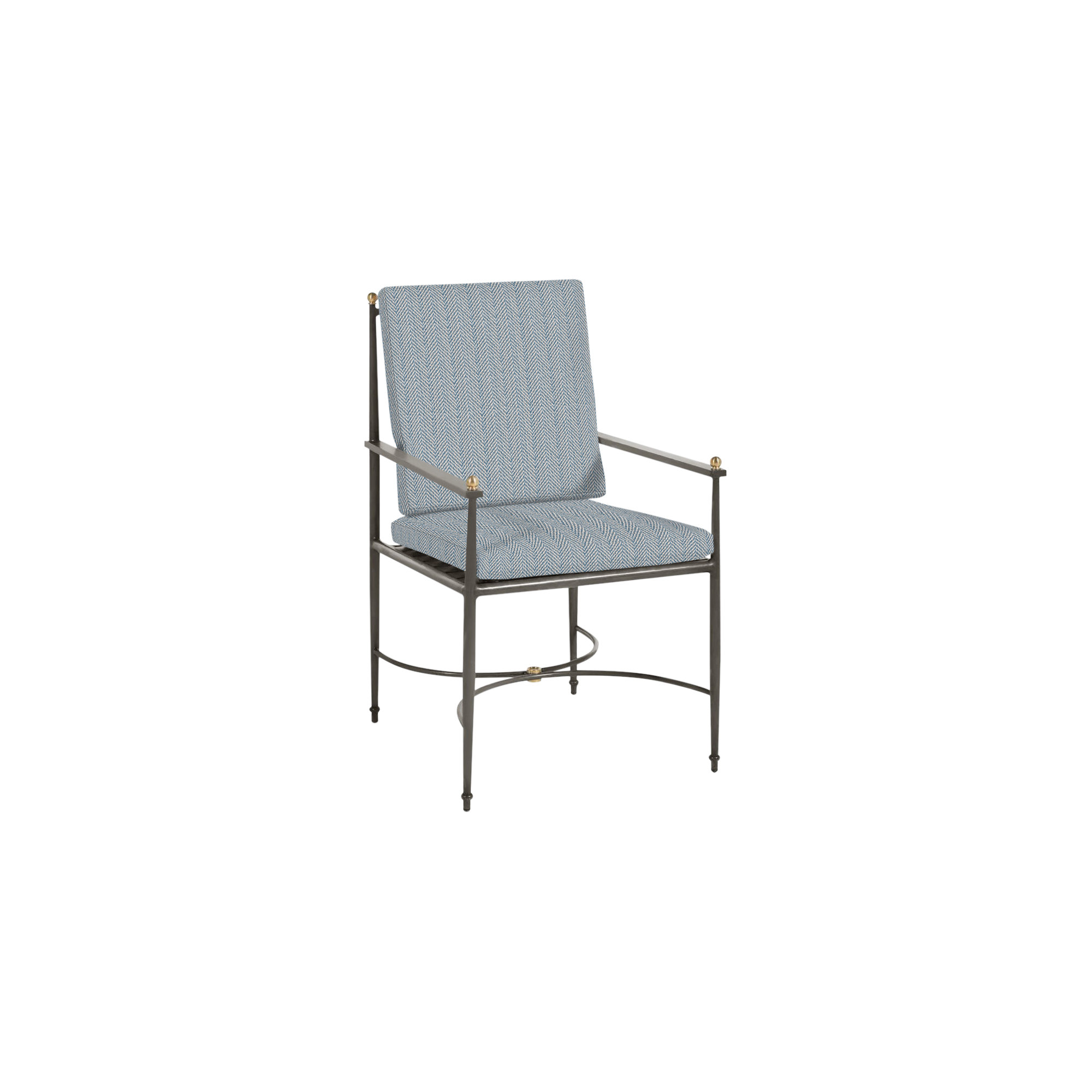 Roma Wrought Aluminum Outdoor Arm Chair, Perigold Posh Sky, No Welt