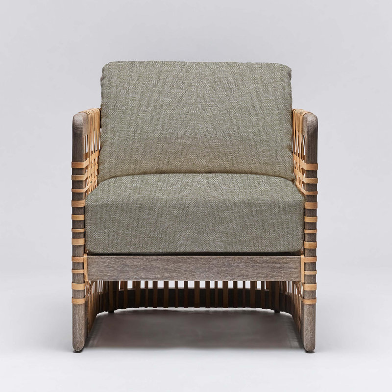 Fauteuil Palms, Cérusé blanc, Mousse Tweed