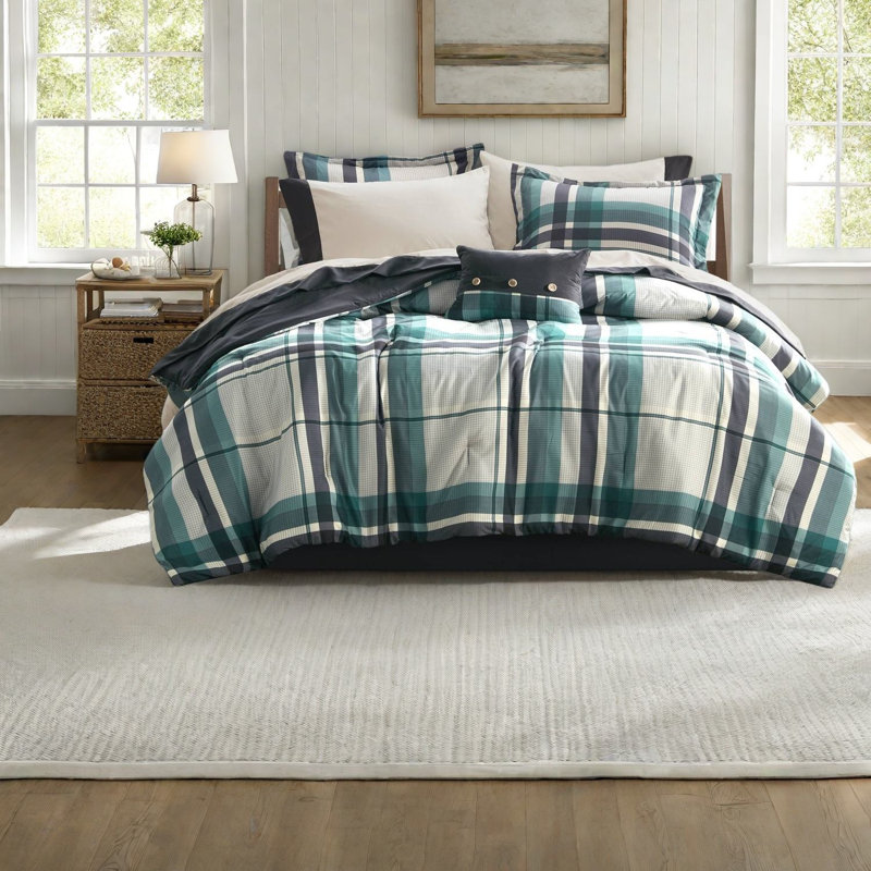 Ensemble de literie classique en microfibre à carreaux, 7 pièces pour lit simple confortable