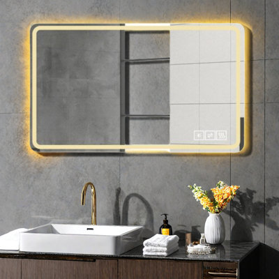Smart Led Bath Mirror - Adjustable Brightness, 3 Color Temps, Anti-fog & Shatterproof Design