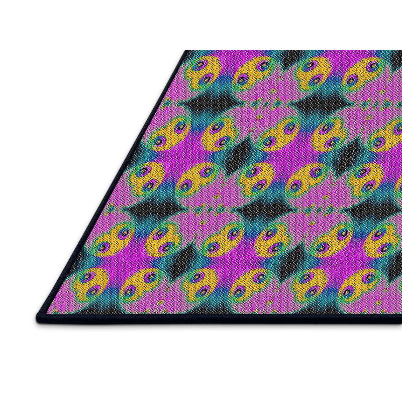 Tapis rose/vert à motifs, Rectangle 5 pi x 7 pi