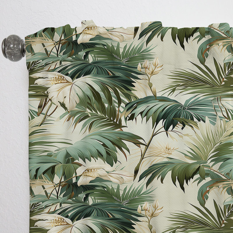 Iyana Whispering Palms Tropical Pattern I - Tropical Curtain - Velvet Room Darkening - 1 panel, 52" W x 90" L