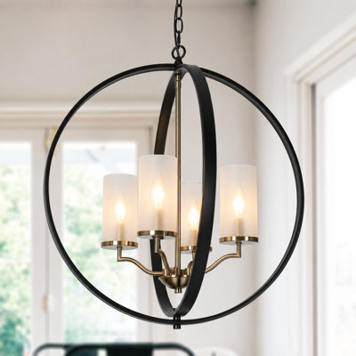 Luminaire suspendu en fer noir 4 lumières pour table de salle à manger Acari