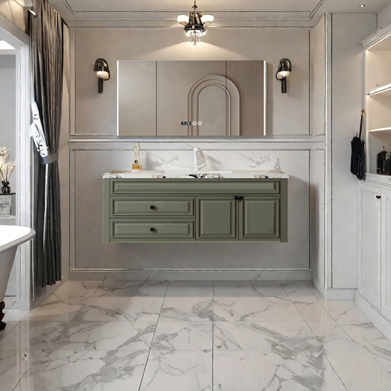 Armoire de salle de bain style français, Vert, 59"