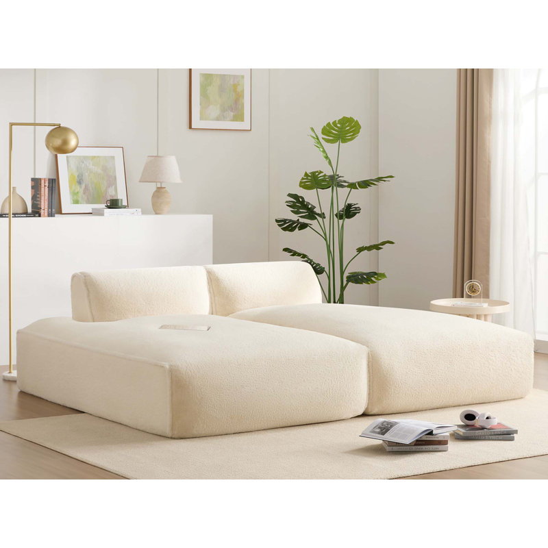 Canapé modulaire surdimensionné de 90 po Boneless, Tissu beige