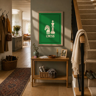 Chess in Green Geometric - Framed Print