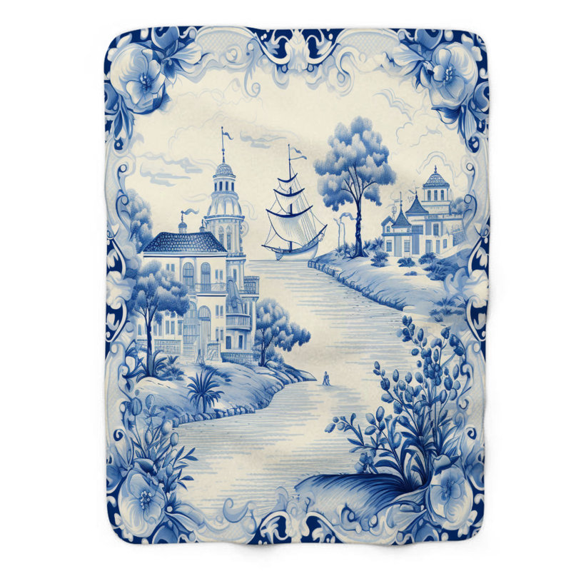 Coastal Patterns - 1 pièce Sherpa Premium, L 50 po x L 60 po