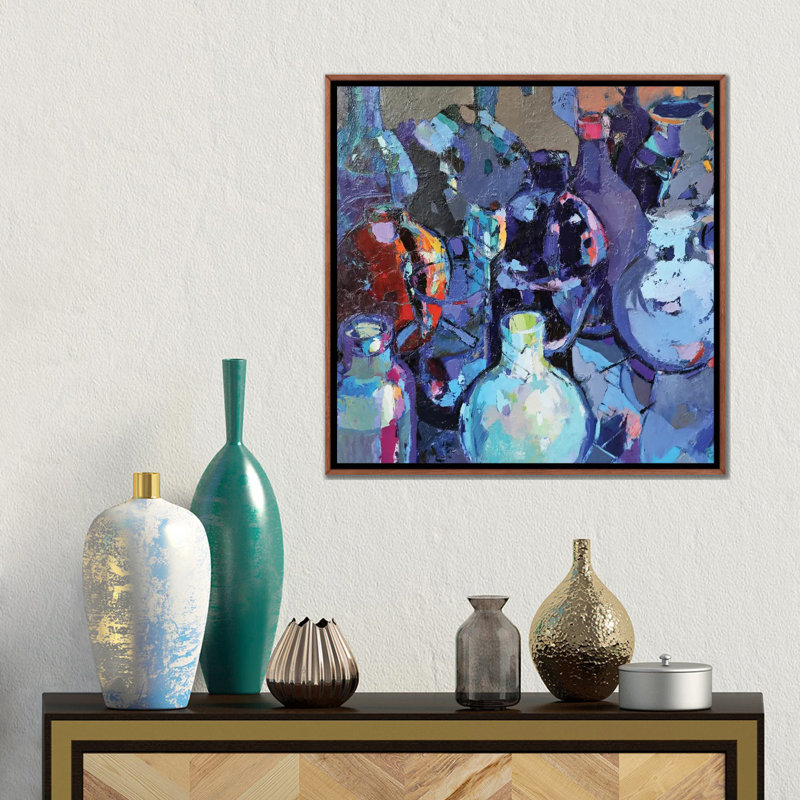 Bleu marine - reproduction d'art murale - toile encadrée, H 18 po x l 18 po, Toile à cadre flottant sans passe-partout, Brun